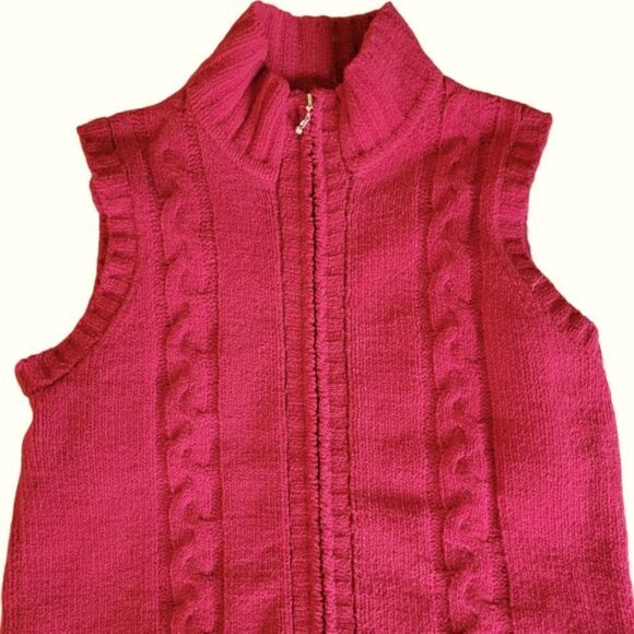 𝅺christopher & Banks women's zip-front chenille sweater vest, berry red - Picture 3 of 8
